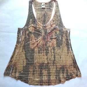 Free People Racerback Burnout Tank Tan Medium